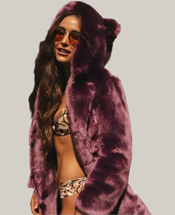 Faux Fur Coats Purple