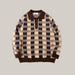 Checkered Polo Collar Sweater For Men