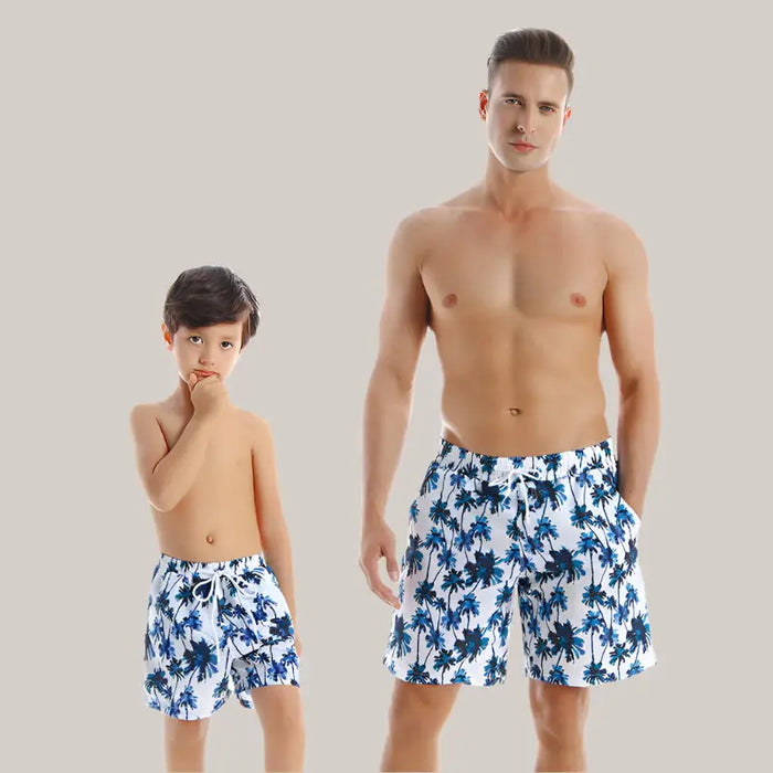 Parent Child Swimwear Quick Drying Beach Pants Coconut trees