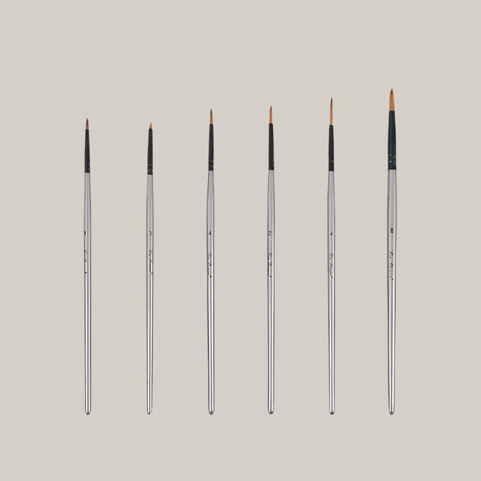 6-Piece Nylon Paint Brush Set – Silver Handles