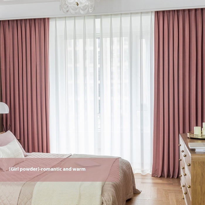 Modern Flannel Room-Darkening Curtain Panel Girl Pink