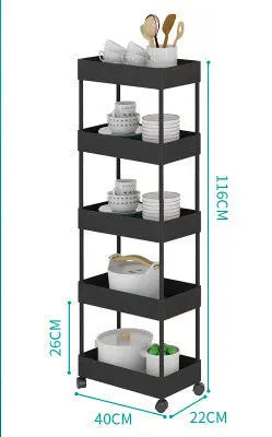 4-Tier Plastic Multipurpose Storage Shelf Black 5 layers