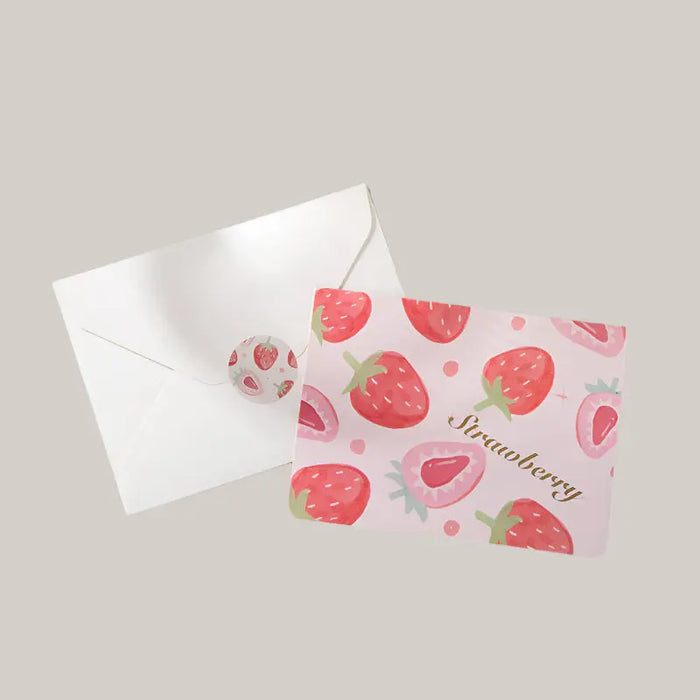 10-Piece Foil-Stamped Fruit Greeting Card Set – 7 Designs Strawberry 10PCS