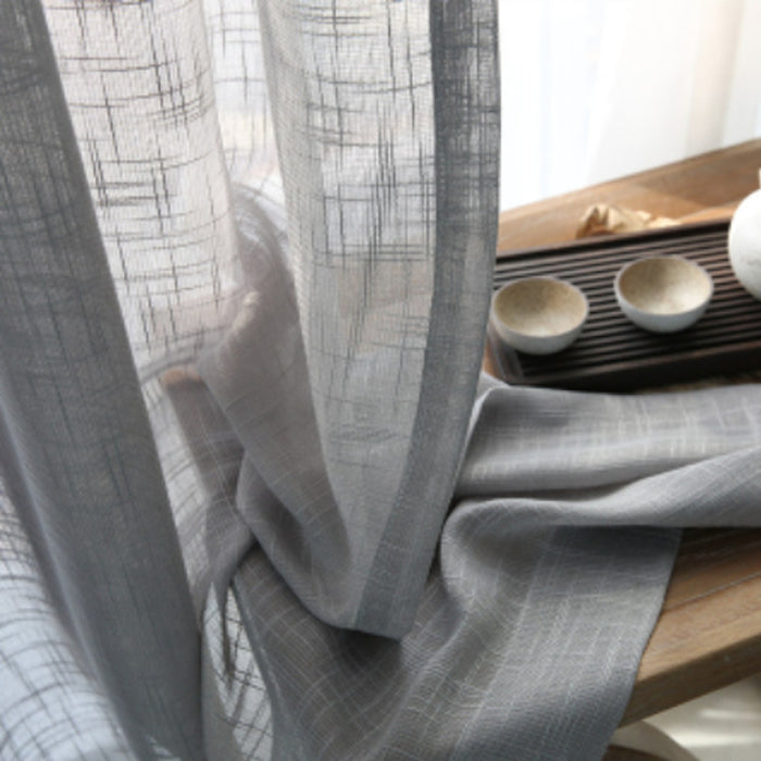 Japanese Linen Half Shade Curtain Dark Gray 2pcs
