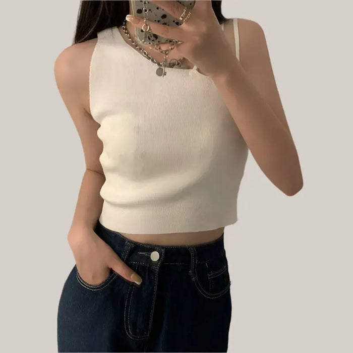 Sexy slanted shoulders crop tops White One size