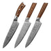 Damascus-Pattern Steel Kitchen Knife with Gift Box 3PCS SET