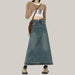 Retro Fashion Hip Denim Long Skirts Women Retro Blue