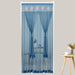 Hook-and-Loop Polyester Mosquito Door Curtain Flower Blue