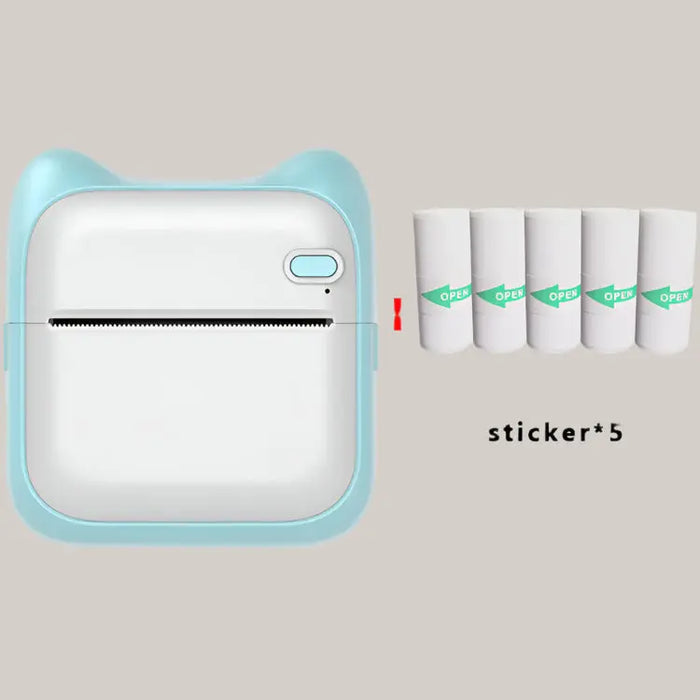 New Pocket Wrong Thermal Printer Blue 5 Rolls Adhesive Paper