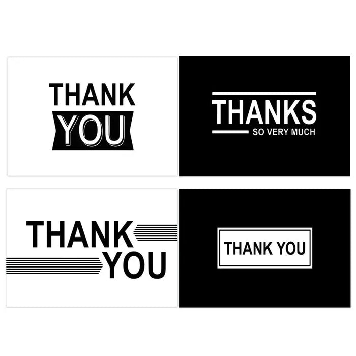 50-Pack Thank You Cards – 9 × 5.4 cm, 4 Designs