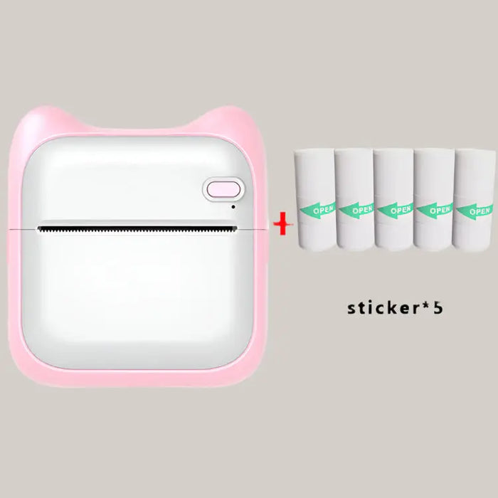 New Pocket Wrong Thermal Printer Pink 5 Rolls Of Adhesive Paper