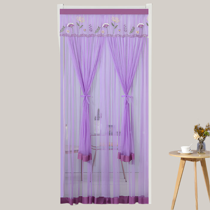 Hook-and-Loop Polyester Mosquito Door Curtain Dandelion Purple