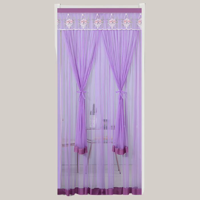 Hook-and-Loop Polyester Mosquito Door Curtain Orchid Purple
