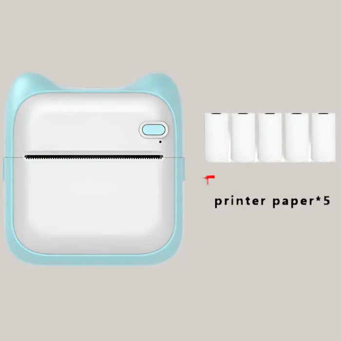 New Pocket Wrong Thermal Printer Blue 5 Rolls Printing Paper