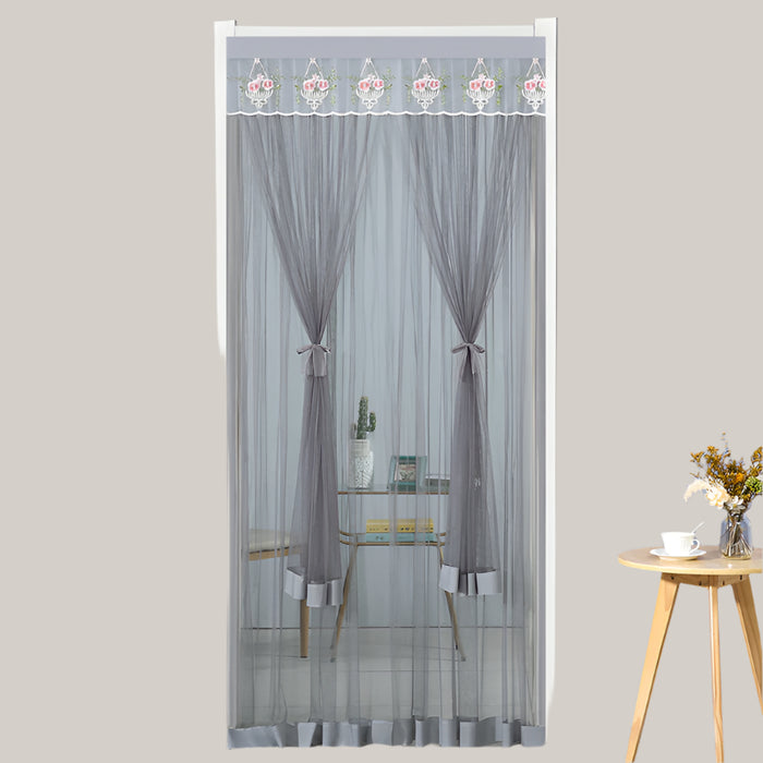 Punch-free Mosquito-proof Curtain Flower Blue Gray