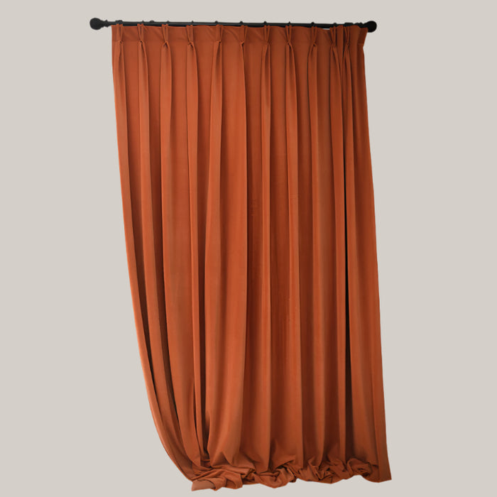 Solid-Color Flannel Room-Darkening Curtain Panel Saddle Orange20 2.5 M