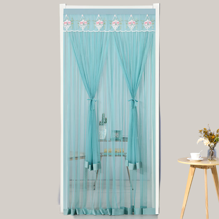 Hook-and-Loop Polyester Mosquito Door Curtain Orchid Green