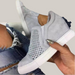Rhinestone Cutout Loafers Grey
