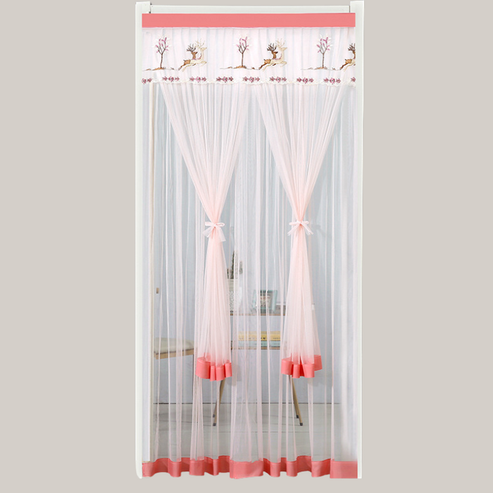 Hook-and-Loop Polyester Mosquito Door Curtain R'deer Pink