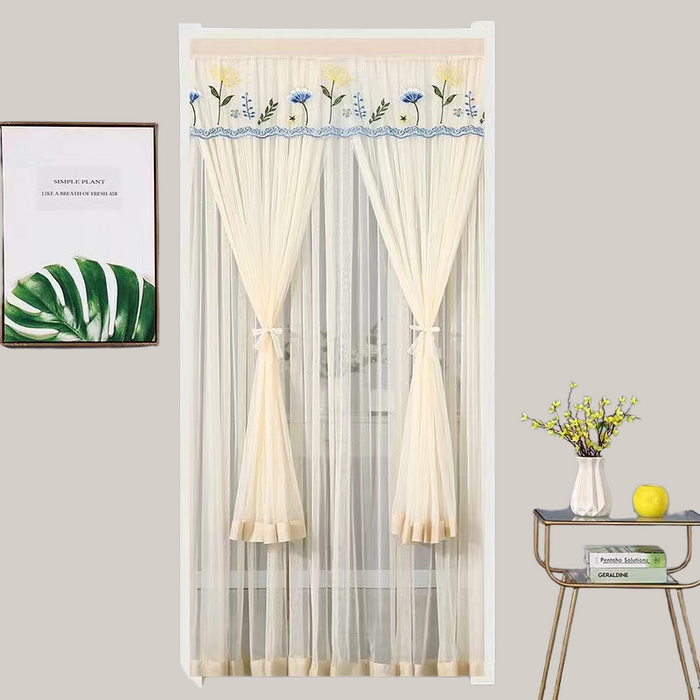 Hook-and-Loop Polyester Mosquito Door Curtain Dandelion Rice 100×200cm