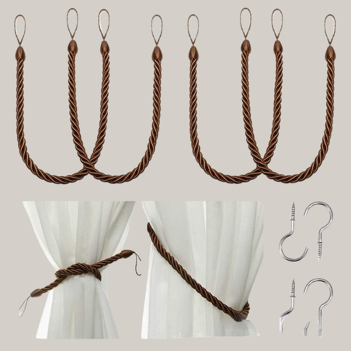 Modern Rope Curtain Tiebacks, Pair Z58