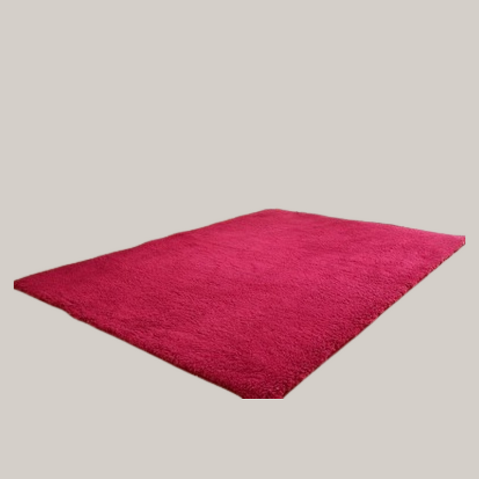 Solid-Color Three-Layer Non-Slip Area Rug Wine Red