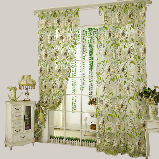 White Striped Sheer Curtain Panel White burnt out yarn