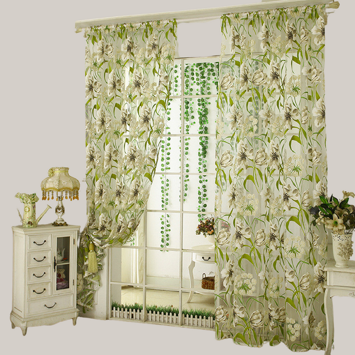 White Striped Sheer Curtain Panel White burnt out yarn