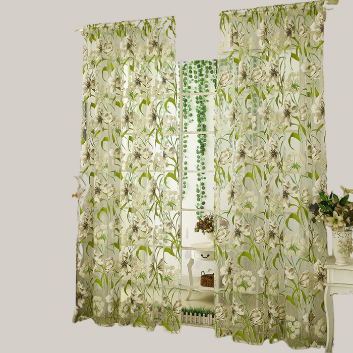 White Striped Yarn Translucent Curtain For Bedroom