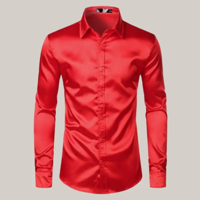 Satin Dress Shirts Red