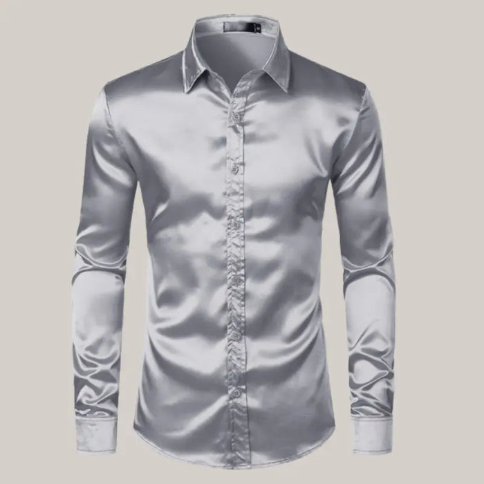 Satin Dress Shirts Silver