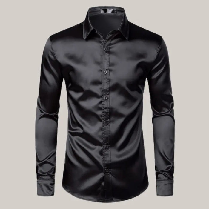 Satin Dress Shirts Black