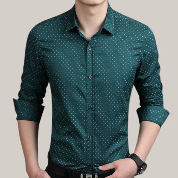 Male Shirt Long-Sleeves Tops Green