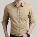 Male Shirt Long-Sleeves Tops Khaki