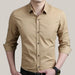Male Shirt Long-Sleeves Tops Khaki