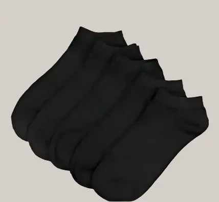 Black And White Gray Boat Socks Black One size 10PCS