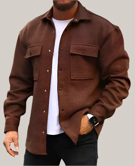 Coat Men Polo Collar Top Figure 6