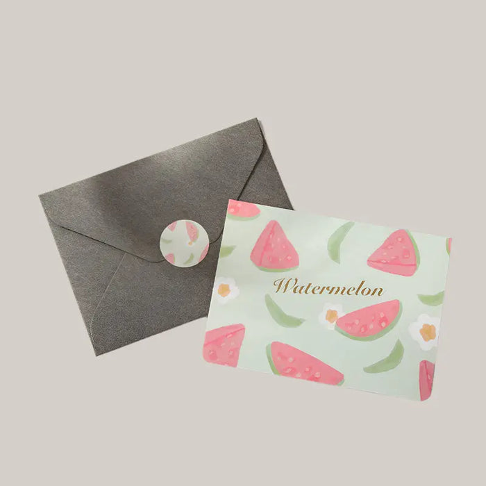 10-Piece Foil-Stamped Fruit Greeting Card Set – 7 Designs Watermelon 10PCS