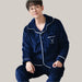 Men's Long-sleeved Flannel Warm Men's Pajamas Dark Blue Deer CK208
