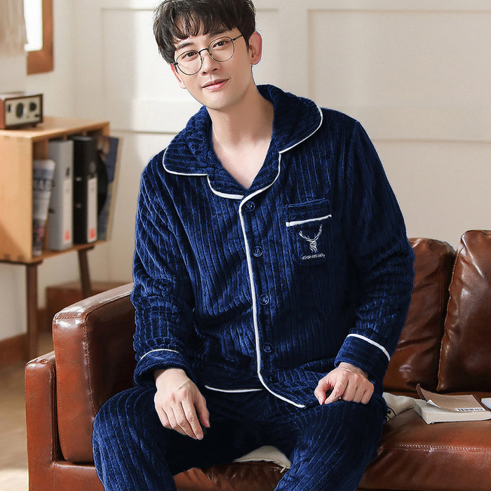 Men's Long-sleeved Flannel Warm Men's Pajamas