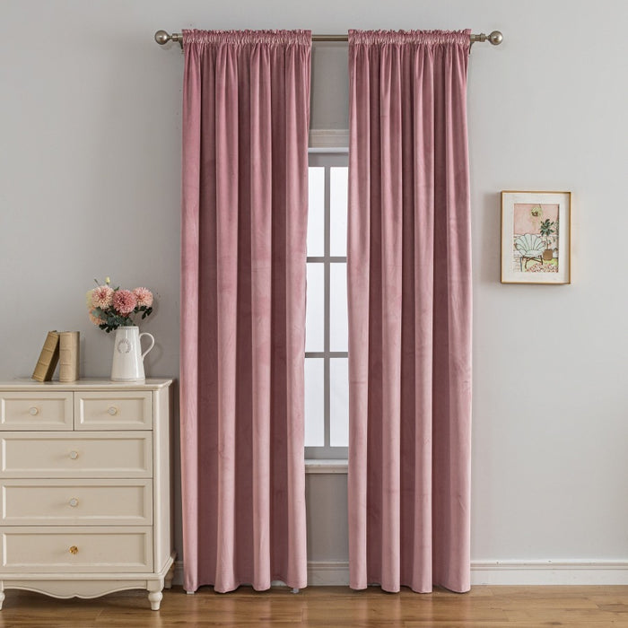 Flannel Room-Darkening Curtains, Set of 2 Pink