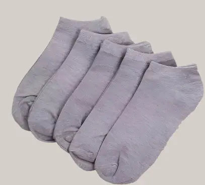 Black And White Gray Boat Socks Grey One size 10PCS