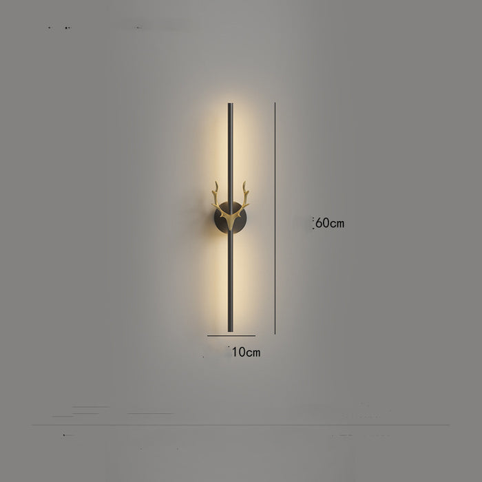Modern Aluminum Background Wall Light, 60 cm Black Gold 60cm Trichromatic Dimming