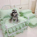 Dog and Cat Bed White bed andmint green daisie