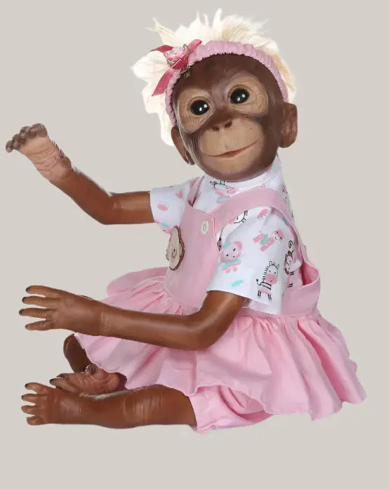 52 cm Posable Monkey Doll – Pink or Blue Pink 52CM
