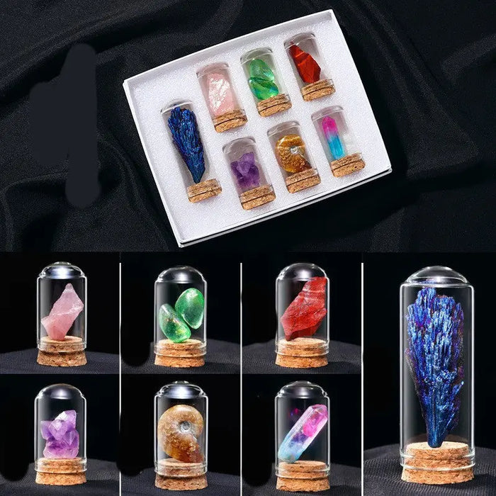 Natural Crystal Ore Specimen Ornaments Rock Set box B