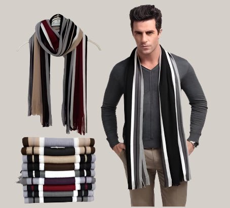 Men's Fringed Scarf for Autumn and Winter