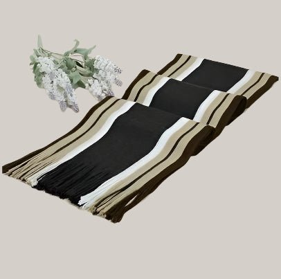 Men's Fringed Scarf for Autumn and Winter Dark gray