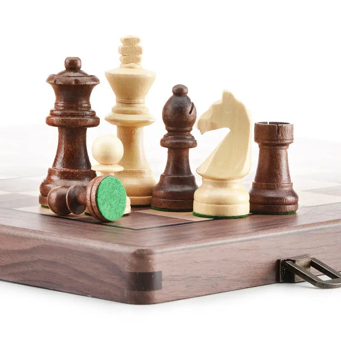 15-Inch Wooden Chess Set or Piece Storage Bag – 4 Options Walnut