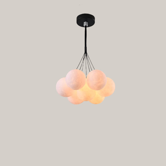 Nordic Moon Bubble LED Chandelier, 4000K Black 7pcs White ball 12cm